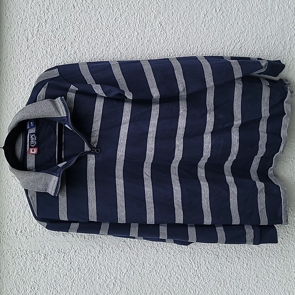 CHAPS sz L long sleeve zip henley tshirt sweater knit